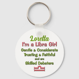 Libra Girl Sign Pink und Green Zodiac Schlüsselanhänger