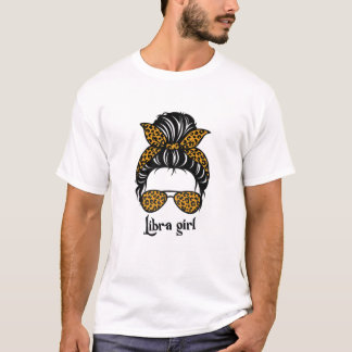 Libra Girl Zodiac Sign Funny Birthday Leopard Kost T-Shirt