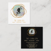 *~* LIBRA Goddess Opal Gold Black Glitzer Quadratische Visitenkarte (Vorne/Hinten)