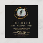 *~* LIBRA Goddess Opal Gold Black Glitzer Quadratische Visitenkarte (Rückseite)