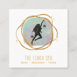 *~* LIBRA Goddess Opal Gold Black Glitzer Quadratische Visitenkarte