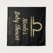 LIBRA Gold September Geburtstagsastrologie Wandteppich (Vorderseite (Horizontal))