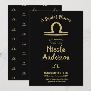 LIBRA Gold Zodiac Astrologie Herbst Brautparty Einladung