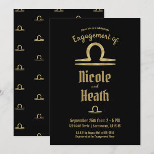 LIBRA Gold Zodiac Astrologie Herbst-Hochzeit Einladung