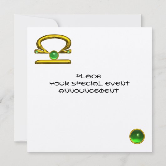 LIBRA GOLD ZODIAC BIRTHDAY JEWEL, Astrologie Chart Einladung (Rückseite)