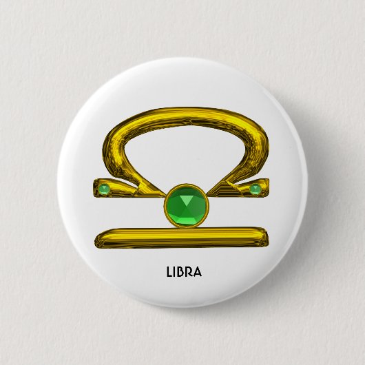 LIBRA Gold Zodiac Birthday Sign Button (Vorderseite)