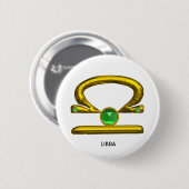 LIBRA Gold Zodiac Birthday Sign Button (Vorne & Hinten)