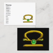 LIBRA GOLD ZODIAC JEWEL Green Emerald Visitenkarte (Vorne/Hinten)