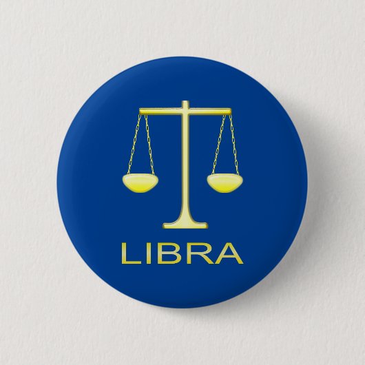 Libra Golden Scales Sign Button (Vorderseite)