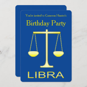 Libra Golden Scales Sign Custom Geburtstag Einladung