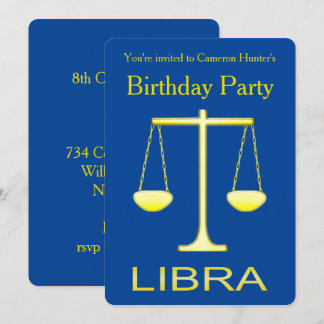 Libra Golden Scales Sign Custom Geburtstag Einladung