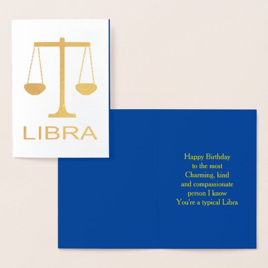 Libra Golden Scales Sign Custom Geburtstag Folienkarte (Anzeige)