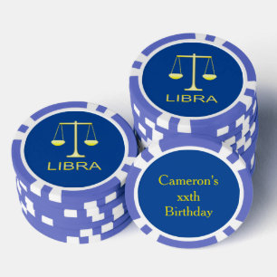 Libra Golden Scales Sign Custom Geburtstag Pokerchips