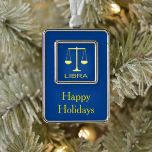 Libra Golden Scales Sign Custom Rahmen-Ornament Silber