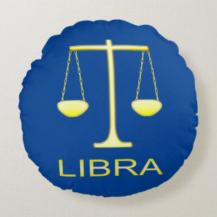 Libra Golden Scales Sign Custom Rundes Kissen