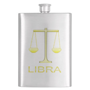 Libra Golden Scales Sign Flachmann