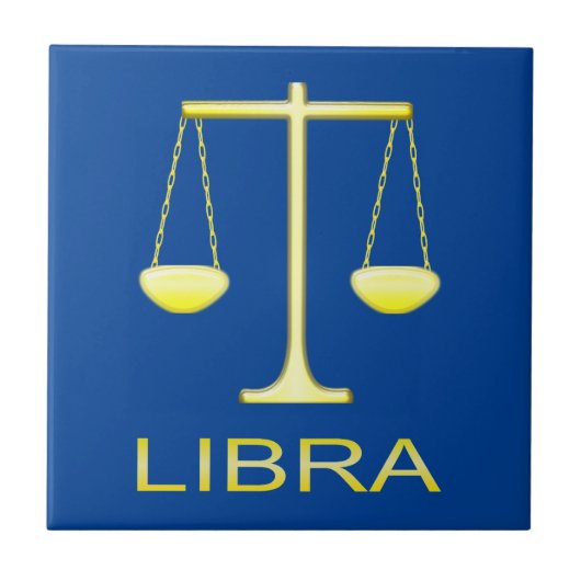 Libra Golden Scales Sign Fliese (Vorderseite)