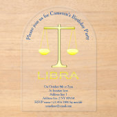 Libra Golden Scales Sign Geburtstagsparty Acryleinladungen (Vorderseite)
