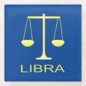 Libra Golden Scales Sign Glasuntersetzer (Vorderseite)