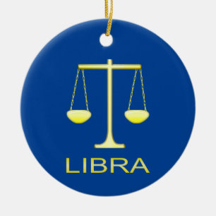Libra Golden Scales Sign Individuelle Name Keramik Ornament