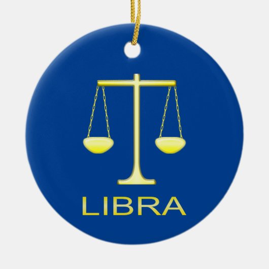 Libra Golden Scales Sign Individuelle Name Keramik Ornament (Vorne)