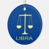 Libra Golden Scales Sign Individuelle Name Keramik Ornament (Links)