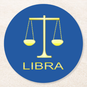 Libra Golden Scales Sign Runder Pappuntersetzer