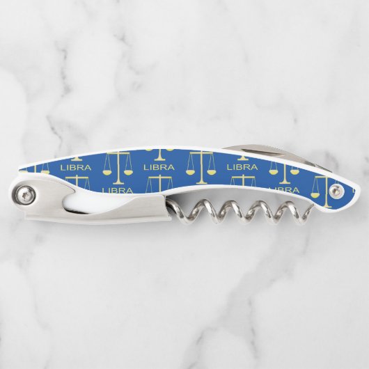 Libra Golden Scales Star Signa Gemustert Kellnermesser (Vorderseite)