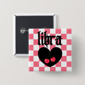 Libra Gothic Ästhetik Schachbrett-Kirsch-Design Button (Vorne & Hinten)