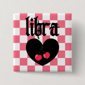 Libra Gothic Ästhetik Schachbrett-Kirsch-Design Button (Vorderseite)