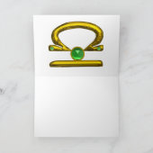 LIBRA Green Emerald & Gold Zodiac Birthday Karte (Innenseite)