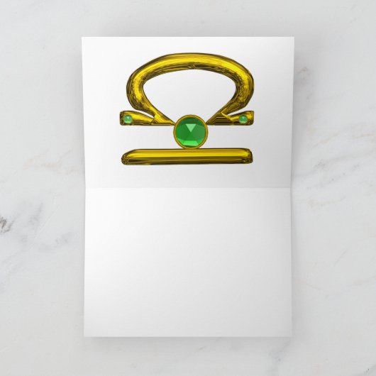 LIBRA Green Emerald & Gold Zodiac Birthday Karte (Innenseite)