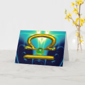 LIBRA Green Emerald & Gold Zodiac Birthday Karte (Gelbe Blume)