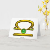 LIBRA Green Emerald & Gold Zodiac Birthday Karte (Gelbe Blume)