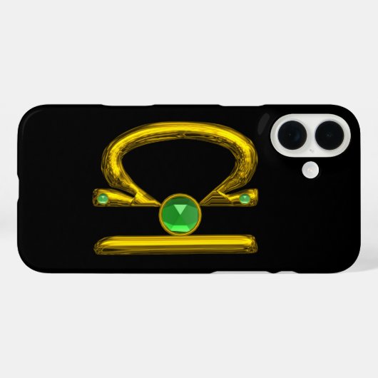 LIBRA , Grüne Smaragde und Gold, Schwarz Case-Mate iPhone Hülle (Rückseite (Horizontal))