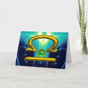 LIBRA Grüner Smaragd & Gold Zodiac Geburtstag Karte