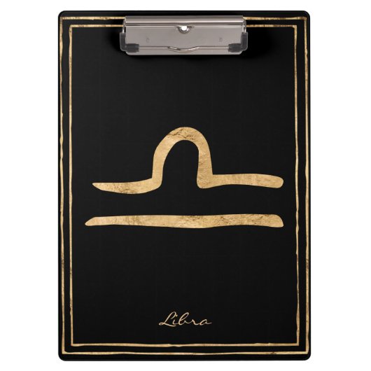 Libra Hammergoldstylisierte Astrologie-Symbol Klemmbrett (Vorderseite)
