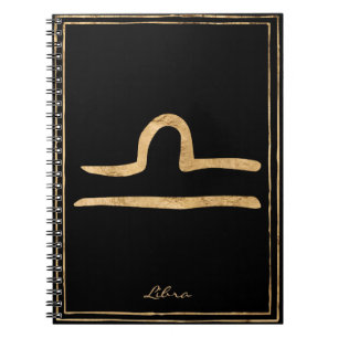 Libra Hammergoldstylisierte Astrologie-Symbol Notizblock