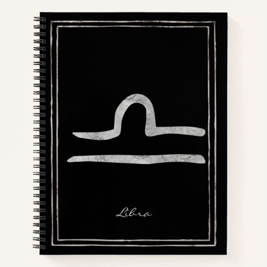 Libra Hammersilber stilisierte Astrologie-Symbol n Notizblock (Vorderseite)