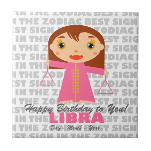 Libra Happy Birthday Fliese (Vorderseite)