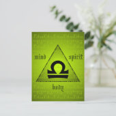 Libra Holistic Triangle Mind Body Spirit Green Postkarte (Stehend Vorderseite)