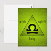 Libra Holistic Triangle Mind Body Spirit Green Postkarte (Vorne/Hinten)