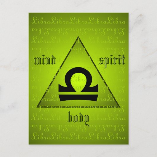 Libra Holistic Triangle Mind Body Spirit Green Postkarte (Vorderseite)