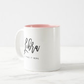 Libra Horoscope Modern Script Chic Zodiac Sign Zweifarbige Tasse (Vorderseite Links)