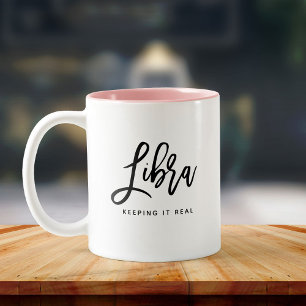 Libra Horoscope Modern Script Chic Zodiac Sign Zweifarbige Tasse