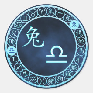 Libra/Kaninchen Runder Aufkleber