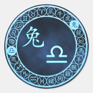 Libra/Kaninchen Runder Aufkleber