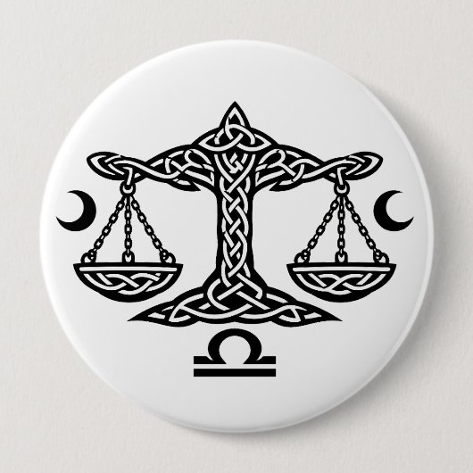 Libra keltisches Mondwaagen-Siegel | BurnsInHell T Button (Vorderseite)