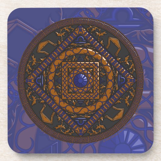 Libra Mandala Square Tile Untersetzer (Vorderseite)