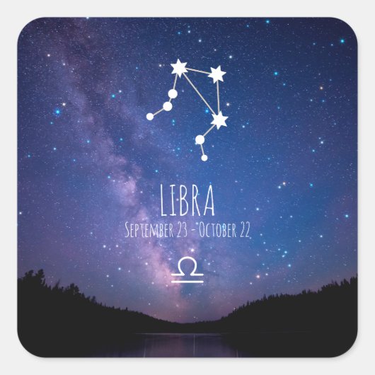 Libra | Personalisierte Sternbilder Quadratischer Aufkleber (Vorderseite)